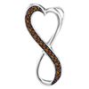 Image 1 : Round Brown Diamond Heart Infinity Pendant 1/10 Cttw 10kt White Gold