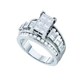 Diamond Elevated Cluster Bridal Wedding Engagement Ring 3.00 Cttw 14kt White Gold