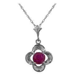 Genuine 0.55 ctw Ruby Necklace 14KT White Gold - REF-25T4A