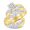 Image 1 : His & Hers Diamond Cluster Matching Bridal Wedding Ring Band Set 1.00 Cttw 14kt Two-tone Gold