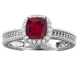 2.30 CTW Ruby & Diamond Ring 14K White Gold - REF-51F9N