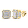 Image 1 : Mens Diamond Square Cluster Stud Earrings 1/5 Cttw 10kt Yellow Gold