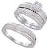 Image 1 : Diamond Matching Trio Mens Wedding Bridal Ring Set 1/3 Cttw 10k White Gold