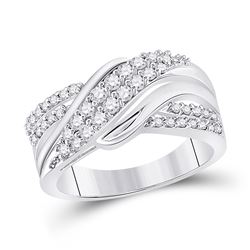 Diamond Crossover Band Ring 1/2 Cttw 10kt White Gold