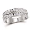 Image 1 : Mens Round Channel-set Diamond Double Row Grecco Wedding Band Ring 1.00 Cttw 14kt White Gold