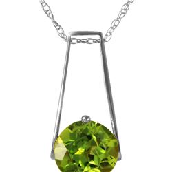 Genuine 1.45 ctw Peridot Necklace 14KT White Gold - REF-23R8P