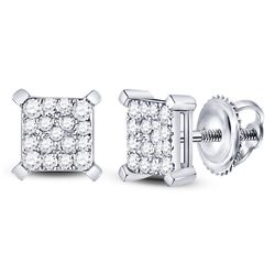 Diamond Square Cluster Earrings 1/4 Cttw 10kt White Gold