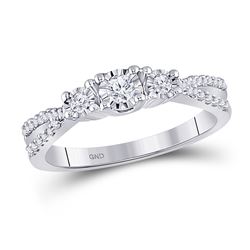 Diamond 3-stone Bridal Wedding Engagement Ring 1/3 Cttw 10kt White Gold