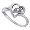 Image 1 : Diamond Simple Heart Ring 1/20 Cttw 10kt White Gold