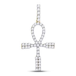 Mens Diamond Ankh Cross Charm Pendant 1.00 Cttw 10kt Yellow Gold
