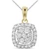Image 1 : Diamond Square Cluster Pendant 1/4 Cttw 14kt Yellow Gold