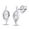 Image 1 : Diamond Bypass 2-stone Earrings 1/4 Cttw 14kt White Gold