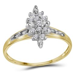 Diamond Marquise-shape Cluster Ring 1/10 Cttw 10kt Yellow Gold