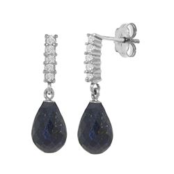 Genuine 6.75 ctw Sapphire & Diamond Earrings 14KT White Gold - REF-39W4Y