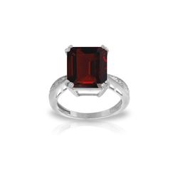 Genuine 7.52 ctw Garnet & Diamond Ring 14KT White Gold - REF-91V3W