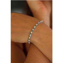 Natural 6.19 ctw White & Blue Diamond Eternity Tennis Bracelet 14K White Gold - REF-420X6Y