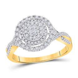 Diamond Cluster Bridal Wedding Engagement Ring 1/2 Cttw 14kt Yellow Gold