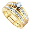 Image 1 : His & Hers Diamond Solitaire Matching Bridal Wedding Ring Band Set 1/2 Cttw 10kt White Gold