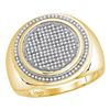 Image 1 : Mens Round Pave-set Diamond Circle Frame Cluster Ring 1/2 Cttw 10kt Yellow Gold