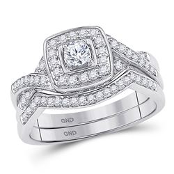 Diamond Twist Bridal Wedding Engagement Ring Band Set 1/2 Cttw 10kt White Gold