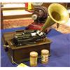 Image 1 : OAK VICTROLA with horn (2) cylinders