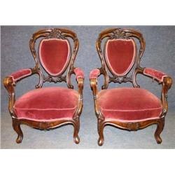 PAIR OF VICTORIAN MAHOGANY PARLOR CHAIR