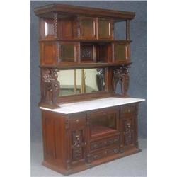 VICTORIAN MAHOGANY MARBLE TOP SIDEBOARD