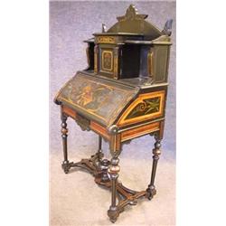 VICTORIAN EBONIZED INLAID AND PAINTED