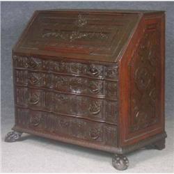 DUTCH 18TH CENTURY CARVED DROP FRONT DE