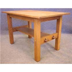 Gustav Stickley Oak Writing Table with original paper l