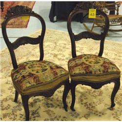 PAIR OF VICTORIAN ROSEWOOD CARVED SIDE 