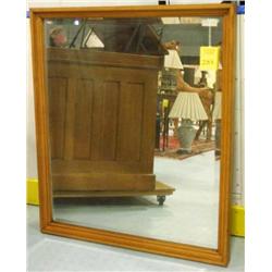 LARGE OAK BEVELED MIRROR