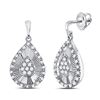 Image 1 : Diamond Teardrop Dangle Earrings 1/3 Cttw 10kt White Gold