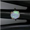 Image 8 : 14K Solid Yellow Gold 3.00 ctw Oval Cabochon Opal Solitaire Ring