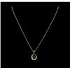 Image 1 : 3.10 ctw Emerald and Diamond Pendant With Chain - 14KT Yellow Gold