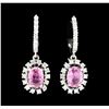 Image 1 : 2.60 ctw Sapphire and Diamond Earrings - 14KT White Gold