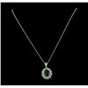 5.14 ctw Emerald and Diamond Pendant With Chain - 14KT White Gold