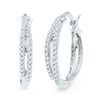 Image 1 : Diamond Double Row Hoop Earrings 1/4 Cttw 10kt White Gold