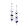 Image 1 : Round Lab-Created Blue Sapphire Cascade Dangle Earrings 1/2 Cttw 10kt White Gold