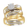 Image 1 : His & Hers Diamond Cluster Matching Bridal Wedding Ring Band Set 1/5 Cttw 10kt Two-tone Gold