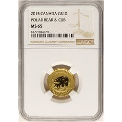 2015 Canada $10 Polar Bear Gold Coin NGC MS65