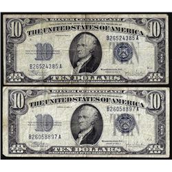 Lot of (2) 1934C $10 Silver Certificate Notes