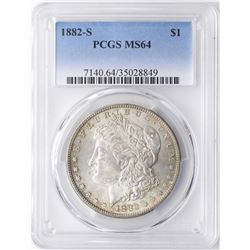 1882-S $1 Morgan Silver Dollar Coin PCGS MS64 Nice Toning