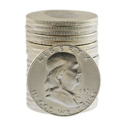 Roll of (20) Brilliant Uncirculated 1953 Franklin Half Dollar Coins