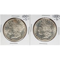 Lot of 1880-S & 1881-S $1 Morgan Silver Dollar Coins