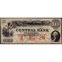 1859 $10 The Central Bank of Alabama Obsolete Note
