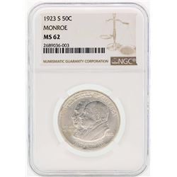 1923-S Monroe Commemorative Half Dollar Coin NGC MS62