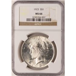 1923 $1 Peace Silver Dollar Coin NGC MS66