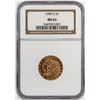 Image 1 : 1909-D $5 Indian Half Eagle Gold Coin NGC MS63