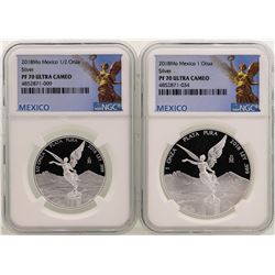 Lot of 2018 Mexico 1 Onza & 1/2 Onza Libertad Proof Coins NGC PF70 Ultra Cameo